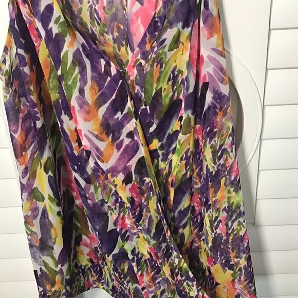 CAbi colorful V-neck sleeveless tank blouse, XS - Picture 2 of 6